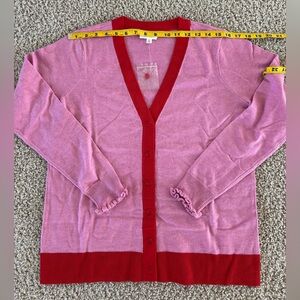 Candace Cameron Bure Pink and Red Cardigan